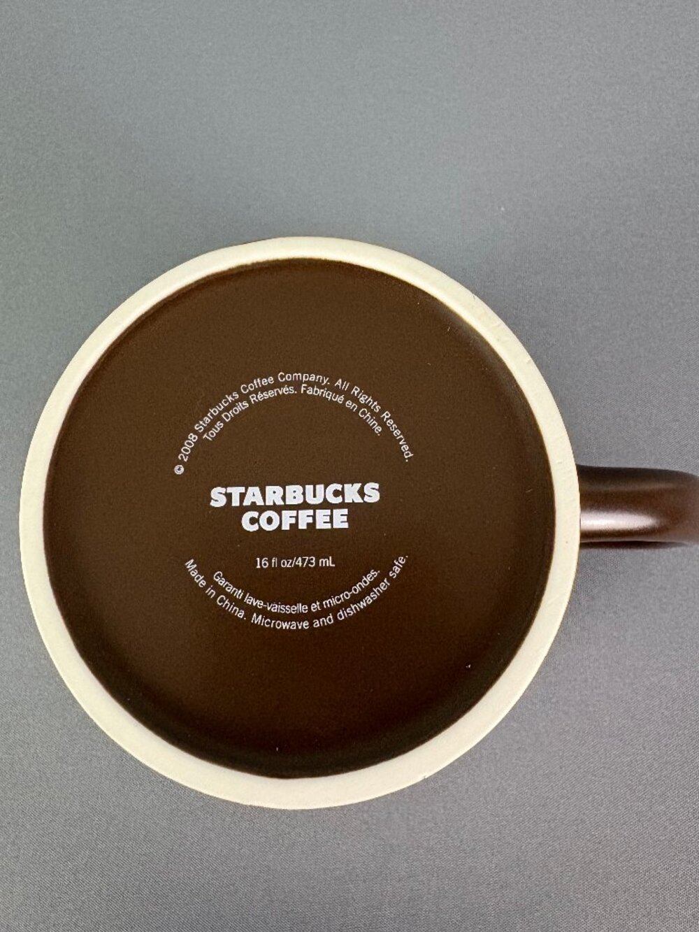 Starbucks 2008 Brown White 16 oz Ceramic Coffee Mug - Picture 4 of 5